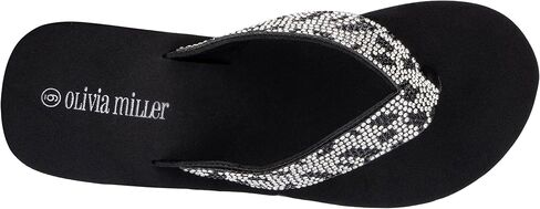 Olivia Miller Women’s Fashion Ladies Shoes, Avalon PU Vegan Leather Bling Sparkling Jewel Rhinestones Flip Flops T-Strap Thong Style Slip On Casual Dressy Summer Beach 2 Inch EVA Platform in Saudi Arabia