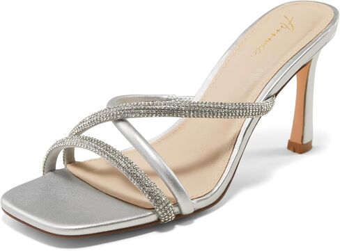 Arromic Women's Rhinestone Strappy High Stiletto Heels Square Open Toe Heeled Slip on Sandals Date Party Dress Wedding Sexy Crystal Straps Heels Shoes in Saudi Arabia