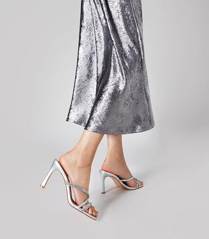 Arromic Women's Rhinestone Strappy High Stiletto Heels Square Open Toe Heeled Slip on Sandals Date Party Dress Wedding Sexy Crystal Straps Heels Shoes in Saudi Arabia