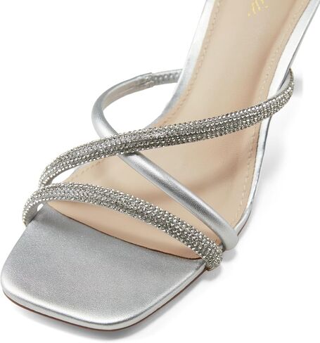 Arromic Women's Rhinestone Strappy High Stiletto Heels Square Open Toe Heeled Slip on Sandals Date Party Dress Wedding Sexy Crystal Straps Heels Shoes in Saudi Arabia