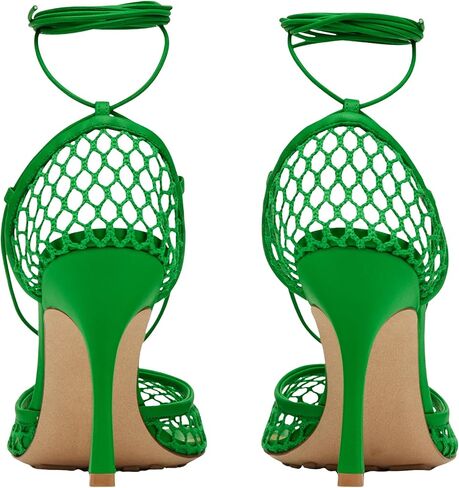 Mesh Heels for Women, Wrap-up Heels Square Toe Stiletto High Heel Strappy Heeled Sandals Sexy Lace Up Fishnet Heels in Saudi Arabia