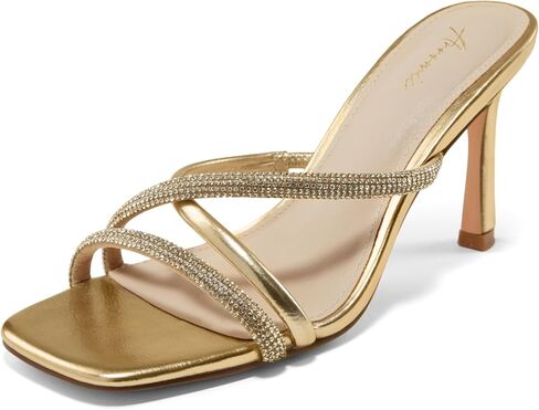 Arromic Women's Rhinestone Strappy High Stiletto Heels Square Open Toe Heeled Slip on Sandals Date Party Dress Wedding Sexy Crystal Straps Heels Shoes in Saudi Arabia