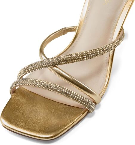 Arromic Women's Rhinestone Strappy High Stiletto Heels Square Open Toe Heeled Slip on Sandals Date Party Dress Wedding Sexy Crystal Straps Heels Shoes in Saudi Arabia