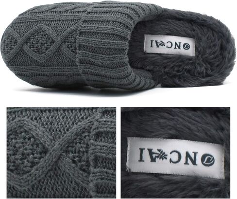 شباشب منزلية للنساء من ONCAI - شباشب شتوية للنساء من الصوف المحبوك من إسفنج الذاكرة سهلة الارتداء ومريحة ودافئة في الهواء الطلق مبطنة بالفرو للسيدات في الحديقة (مقاس 5-11)... in Kuwait