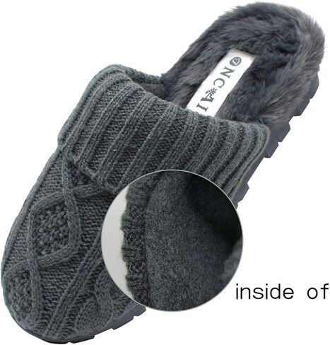 شباشب منزلية للنساء من ONCAI - شباشب شتوية للنساء من الصوف المحبوك من إسفنج الذاكرة سهلة الارتداء ومريحة ودافئة في الهواء الطلق مبطنة بالفرو للسيدات في الحديقة (مقاس 5-11)... in Kuwait