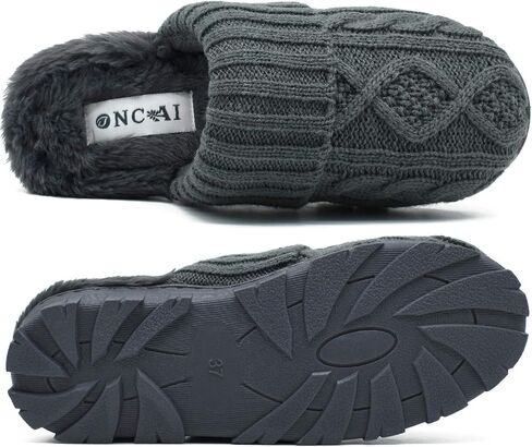 شباشب منزلية للنساء من ONCAI - شباشب شتوية للنساء من الصوف المحبوك من إسفنج الذاكرة سهلة الارتداء ومريحة ودافئة في الهواء الطلق مبطنة بالفرو للسيدات في الحديقة (مقاس 5-11)... in Kuwait