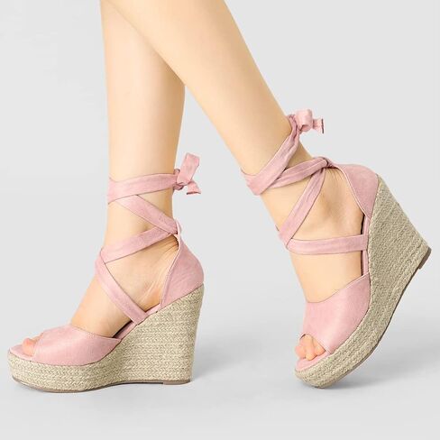 Allegra K Women's Lace Up Espadrilles Wedges Sandals in Saudi Arabia