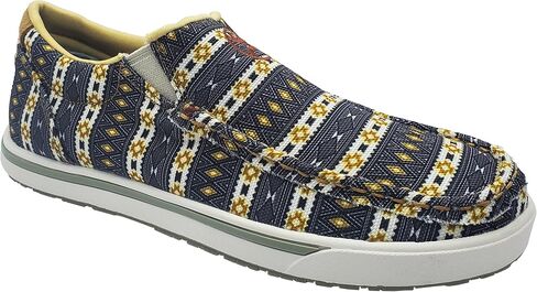 Twisted X Women's Hooey Loper Slip-On Shoes - Cool and Casual Hooey Shoes with Fashionable Textile Fabric Design - Features ecoTweed Lining and Blended Rice Husk Outsole, Black & Yellow Multi, 8 M in Saudi Arabia