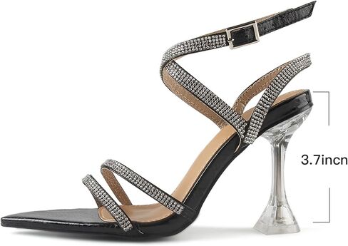 MUSSHOE Pointed Toe Heels for Women Ankle Strap Women's Heeled Sandals Glitter Heels in Saudi Arabia
