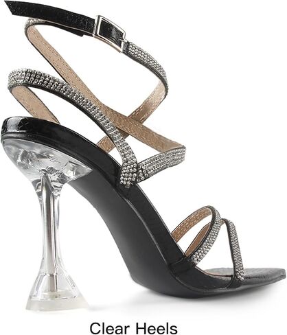 MUSSHOE Pointed Toe Heels for Women Ankle Strap Women's Heeled Sandals Glitter Heels in Saudi Arabia