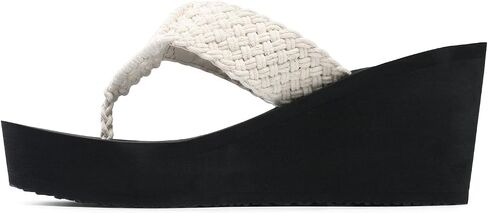 DREAM PAIRS المرأة البيضاء منصة فليب فلوب دعم قوس مريح حزام منسوج وسادة ناعمة إسفين فليب فلوب صنادل ثونغ صيفية مقاس 7 SDFF2333W in Saudi Arabia