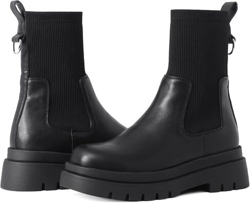 Shoe'N Tale Women's Chelsea Ankle Boots Platform Elastic Lug Sole Non-Slip Round Toe Slip-on Sock Booties in Saudi Arabia