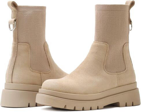 حذاء نسائي من Shoe'N Tale تشيلسي للكاحل ذو نعل سميك ونعل مطاطي مانع للانزلاق ومقدمة مستديرة سهل الارتداء in Saudi Arabia