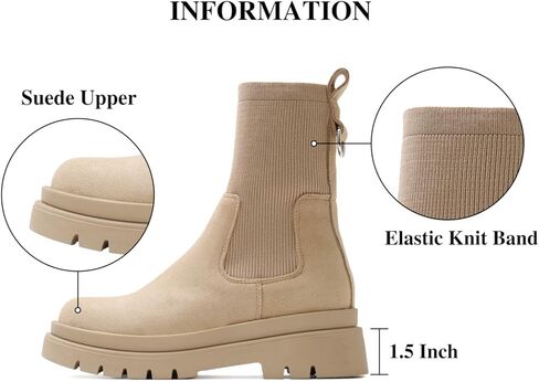 حذاء نسائي من Shoe'N Tale تشيلسي للكاحل ذو نعل سميك ونعل مطاطي مانع للانزلاق ومقدمة مستديرة سهل الارتداء in Saudi Arabia