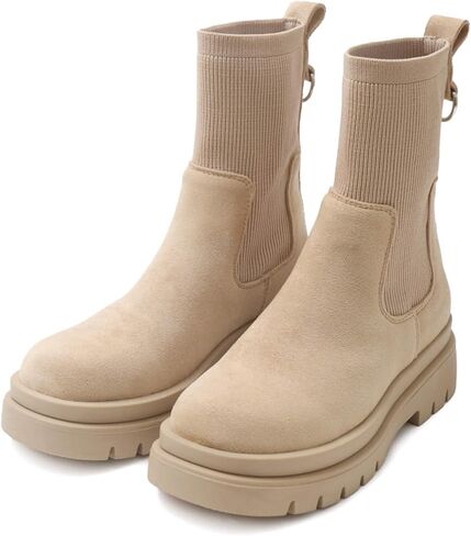 حذاء نسائي من Shoe'N Tale تشيلسي للكاحل ذو نعل سميك ونعل مطاطي مانع للانزلاق ومقدمة مستديرة سهل الارتداء in Saudi Arabia
