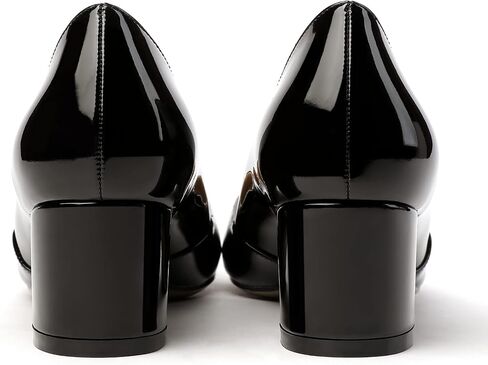 MODENCOCO Women's Round Toe Bow Slip On Patent Chunky Low Heel Pumps Office Work Dress Shoes 2 Inch in Saudi Arabia