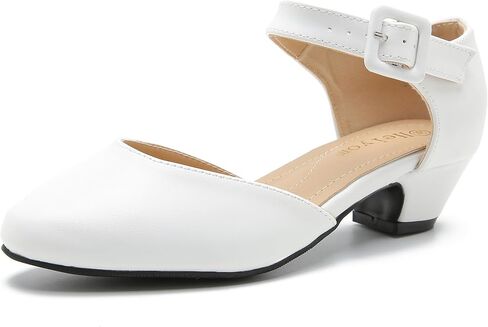 Women's Low Block Heels Ankle Buckle Strap Closed Toe Comfortable Chunky Heel Dress Work Pumps in Saudi Arabia