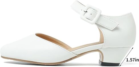 Women's Low Block Heels Ankle Buckle Strap Closed Toe Comfortable Chunky Heel Dress Work Pumps in Saudi Arabia