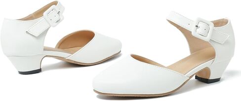 Women's Low Block Heels Ankle Buckle Strap Closed Toe Comfortable Chunky Heel Dress Work Pumps in Saudi Arabia