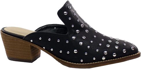 ARIDER ARiderGirl Cara Studs Studded Stacked Heel Pointed Toe Mule Slip On Mules in Saudi Arabia