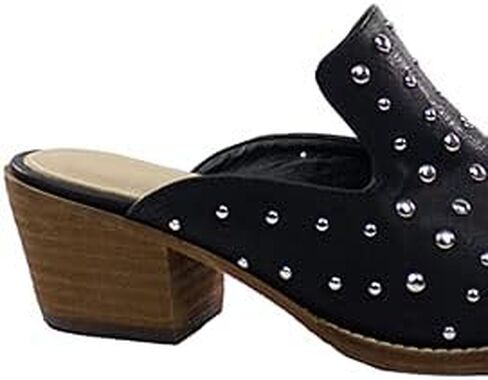 ARIDER ARiderGirl Cara Studs Studded Stacked Heel Pointed Toe Mule Slip On Mules in Saudi Arabia