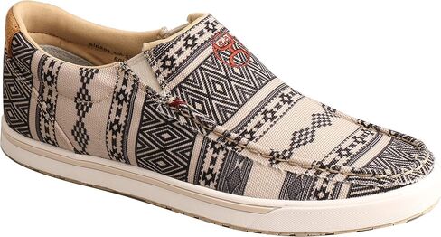 Twisted X Women's Hooey Loper Slip-On Shoes - Cool and Casual Hooey Shoes with Fashionable Textile Fabric Design - Features ecoTweed Lining and Blended Rice Husk Outsole, Taupe & Black, 8.5 M in Saudi Arabia