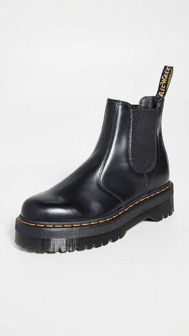 Dr. Martens Unisex 2976 Quad Platform Chelsea Boot, Black Polished Smooth, 12 UK (Women's 14 M US/Men's 13 M US) in Saudi Arabia