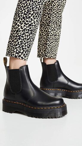 Dr. Martens Unisex 2976 Quad Platform Chelsea Boot, Black Polished Smooth, 12 UK (Women's 14 M US/Men's 13 M US) in Saudi Arabia