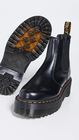 Dr. Martens Unisex 2976 Quad Platform Chelsea Boot, Black Polished Smooth, 12 UK (Women's 14 M US/Men's 13 M US) in Saudi Arabia