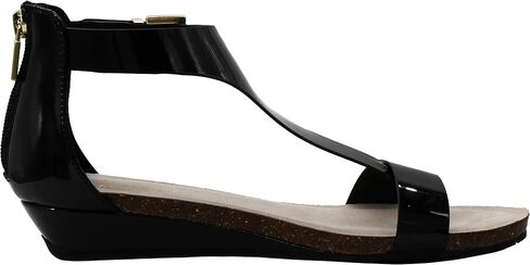 Kenneth Cole REACTION Women's Great Gal T-Strap Wedge Sandal, Black Patent, 9 M US in Saudi Arabia