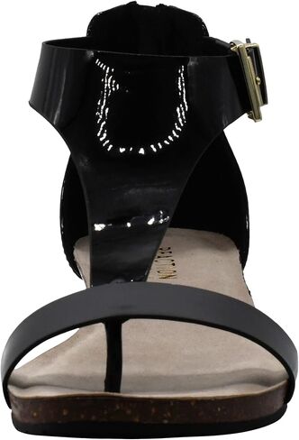 Kenneth Cole REACTION Women's Great Gal T-Strap Wedge Sandal, Black Patent, 9 M US in Saudi Arabia