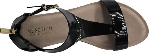 Kenneth Cole REACTION Women's Great Gal T-Strap Wedge Sandal, Black Patent, 9 M US in Saudi Arabia