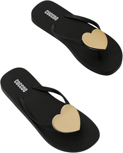 OYOANGLE Women's Heart Decor Flip Flop Sandals Lightweight Fashionable Outdoor Indoor Basic Thong Sandals in Saudi Arabia