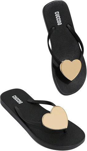 OYOANGLE Women's Heart Decor Flip Flop Sandals Lightweight Fashionable Outdoor Indoor Basic Thong Sandals in Saudi Arabia
