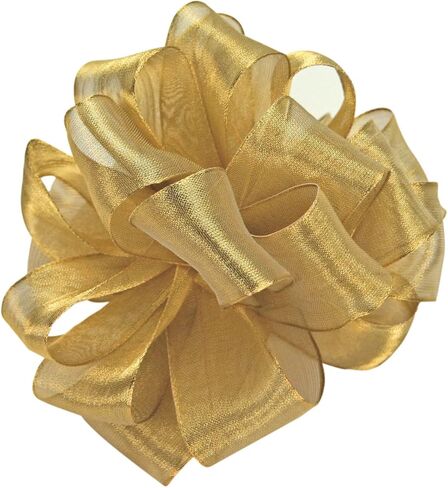 Offray Woven Metallic Ribbon, 1/8-Inch Wide by 30-Yard Spool, Gold in Kuwait