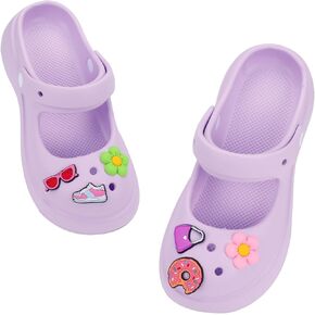 Women Garden Clogs Comfortable Thick Sole Non-Slip Summer Beach Slide Sandals Cute Mary Jane Garden Shoes with Charms