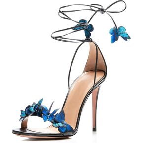 Fashion Women Stiletto High Heel Shoes with Butterfly Decorations Lace up Summer Dress Sandals Size 5-12 US