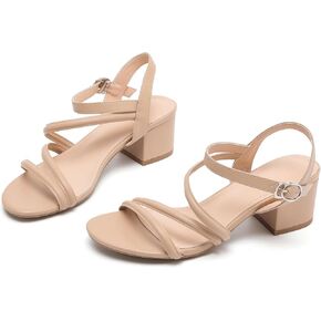 kkdom Women's Strappy Glitter Rhinestone Low Chunky Block Heel Sandals Open Toe Sparkle Bling Dress Shoes