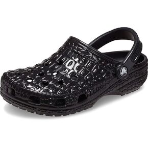 Crocs Unisex Classic Crocskin Clogs, Black Metallic, Numeric_13 US Men