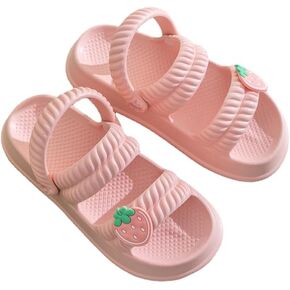 Women's Strawberry Slippers Slides Heart Decor Flip Flops Sandals for Vacation Flat Bottom Casual Slippers for Womens Girls