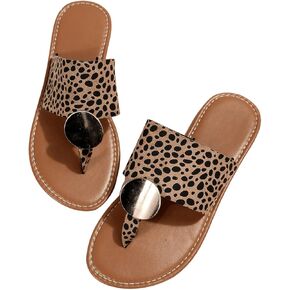 Verdusa Women's Leopard Print Flip Flop Sandals Casual Thong Sandals