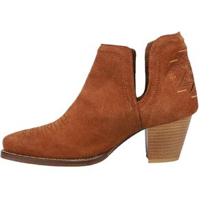 ROPER Womens Rowdy Aztec Southwest Embroidered Round Toe Casual Boots Ankle Mid Heel 2-3" - Brown