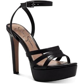 Jessica Simpson Women's Balinah 3 Faux Leather Platform Heeled Sandal Black 10