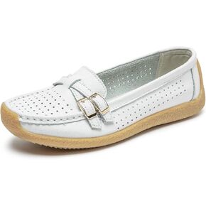 Women's Comfort Leather Loafers Casual Wild Driving Flats Anti-Collision Moccasins Soft Daily Walking Shoes