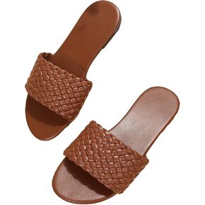 Verdusa Women's Braided Sandals Open Toe Flat Sandals Summer Slides