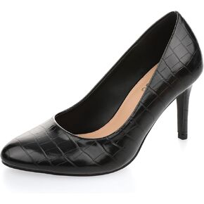 Women's High Heel Pumps Closed Toe Stiletto Dress Shoes Croc Print Round Toe Heels for Work Casual Evening