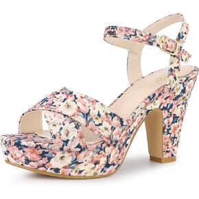 Perphy Platform Heel Slingback Floral Heels Sandals for Women