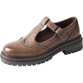 TMA EYES Chunky Platform T-Strap Hollowed-Out Loafer Vintage Round Toe Women's Single Shoes in Saudi Arabia