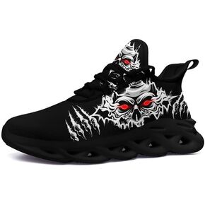 Men's Skull Running Shoes Lightweight Cushion Sports Walking Shoes Cool Non Slip Gym Training Breathable Tennis Shoes