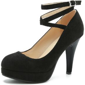Women's Ankle Cross Strap Pumps Platform Stiletto Dress High Heel Black Lining Glitter Silver
